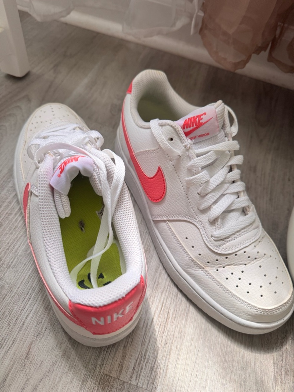 Nike White and Pink Low-Top Sneakers